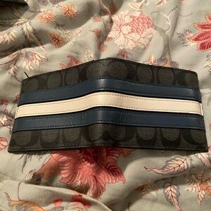 Coach Black and Blue Striped Men's Wallet